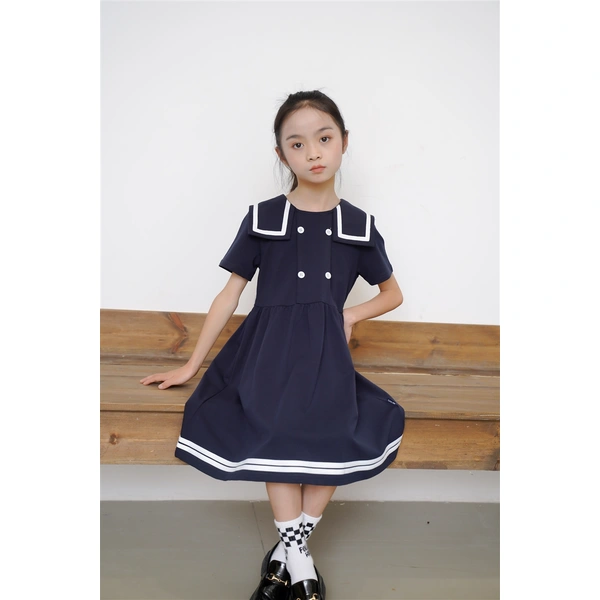 BD-MO-165 Custom-made college style children's school uniforms, design lapel school uniform skirts, simple cuffs, real people try on, model demonstrations