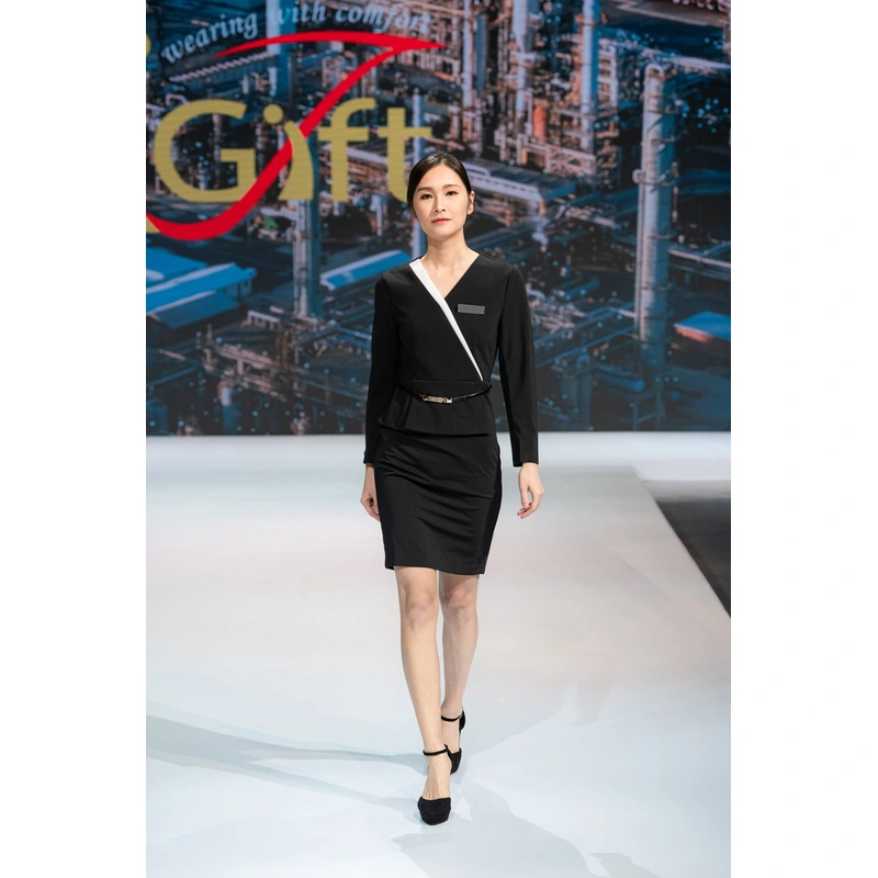 BD-MO-105 Model display Designed v-neck one-piece dress Elegant slim fit Front desk uniform center
