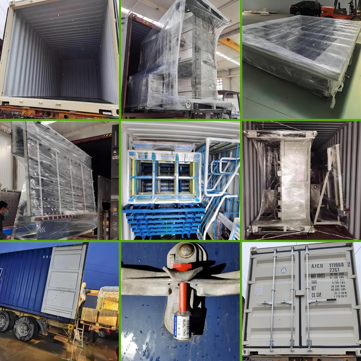 Embalaje y envío de hornos de vidrio laminado