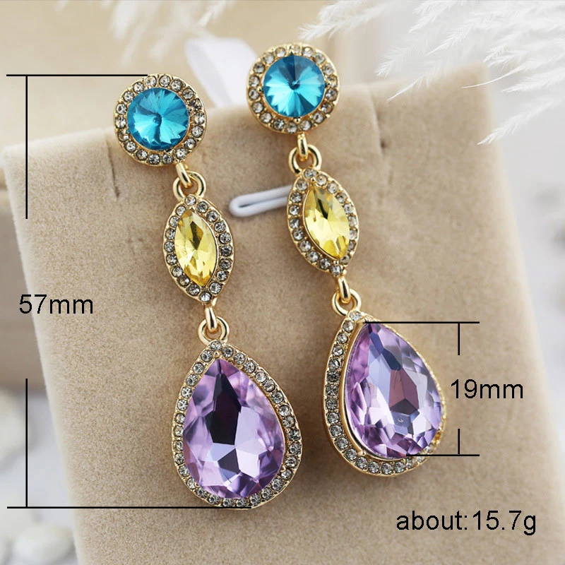 European and American fashion diamond crystal women's earrings Korean temperament small jewelry earrings long accessories manufacturers wholesale