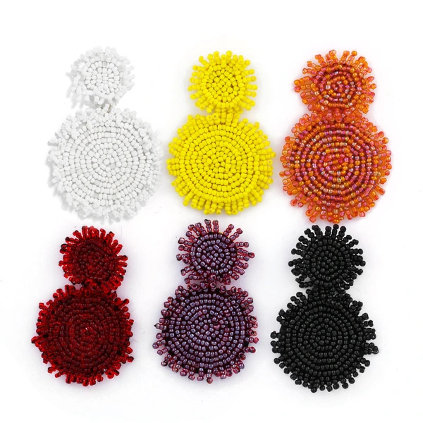 Fashion street style celebrity bohemian style earrings tassel exaggerated large earrings braided bead earrings ern82