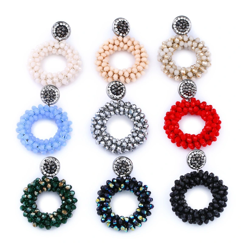 New earrings for women, colorful beads, crystal alloy earrings, erp45