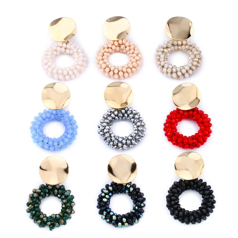 New earrings for women, colorful beads, crystal alloy earrings, erp45