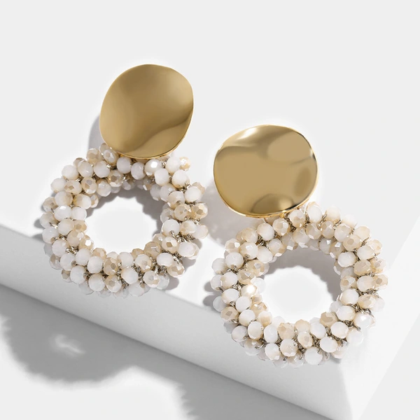 New earrings for women, colorful beads, crystal alloy earrings, erp45