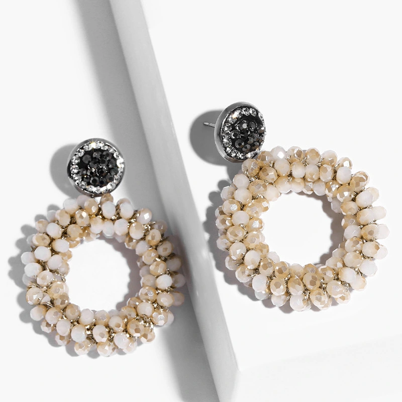 New earrings for women, colorful beads, crystal alloy earrings, erp45