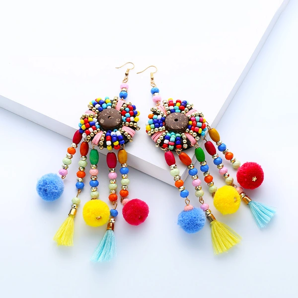 European and American fashion earrings trendy women exaggerated long temperament geometric tassel earrings earrings earrings female erj98
