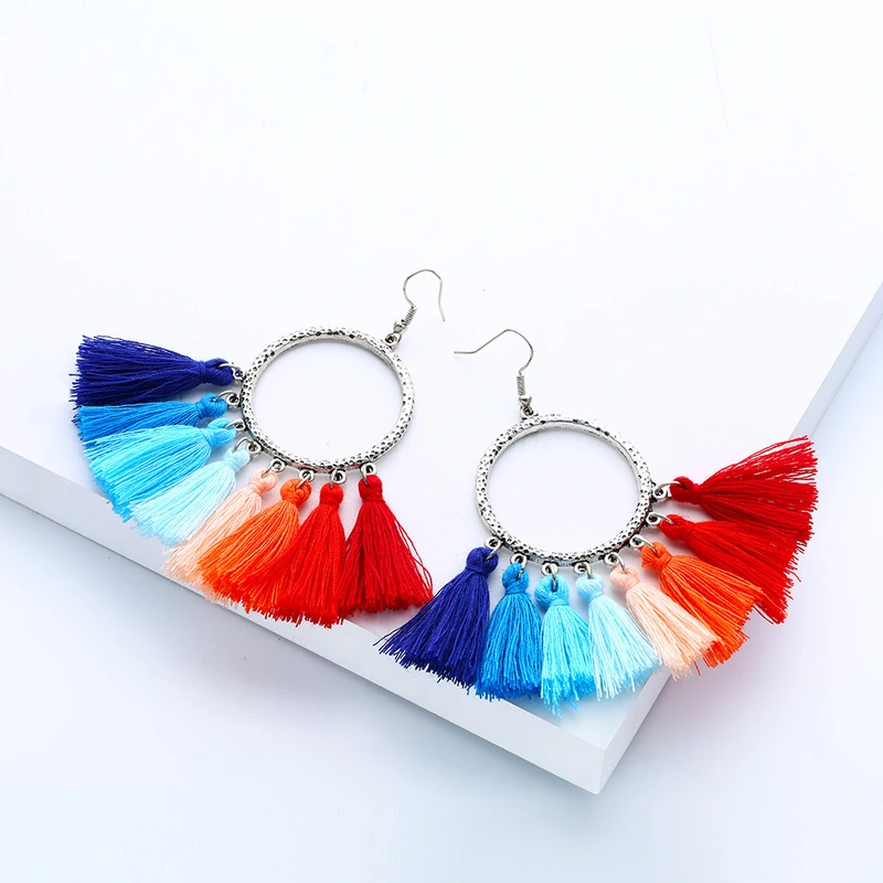 European and American fashion earrings trendy women exaggerated long temperament geometric tassel earrings earrings earrings female erj98