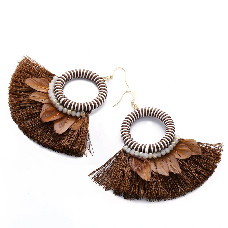 European and American fashion earrings trendy women exaggerated long temperament geometric tassel earrings earrings earrings female erj98