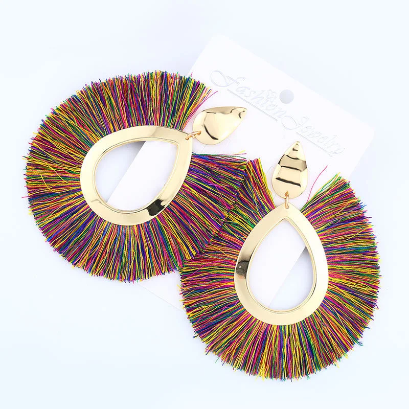 European and American fashion earrings trendy women exaggerated long temperament geometric tassel earrings earrings earrings female erj98