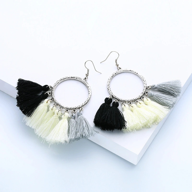 European and American fashion earrings trendy women exaggerated long temperament geometric tassel earrings earrings earrings female erj98