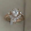 Japanese and Korean women's jewelry oval zircon set ring engagement ring rose gold plated micro inlaid zircon ring accessories