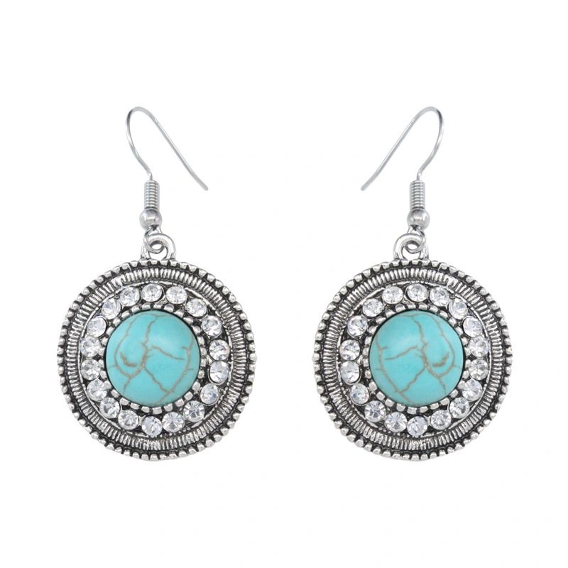 E-commerce Bohemian ethnic style retro turquoise ear hook women's evening party earrings earrings erf47