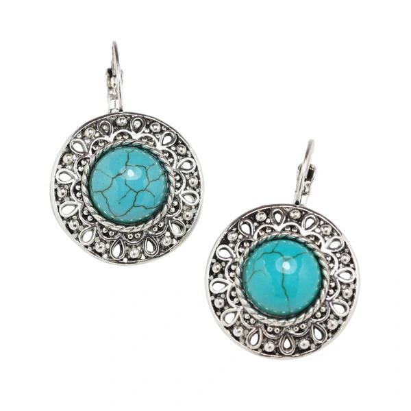 E-commerce Bohemian ethnic style retro turquoise ear hook women's evening party earrings earrings erf47