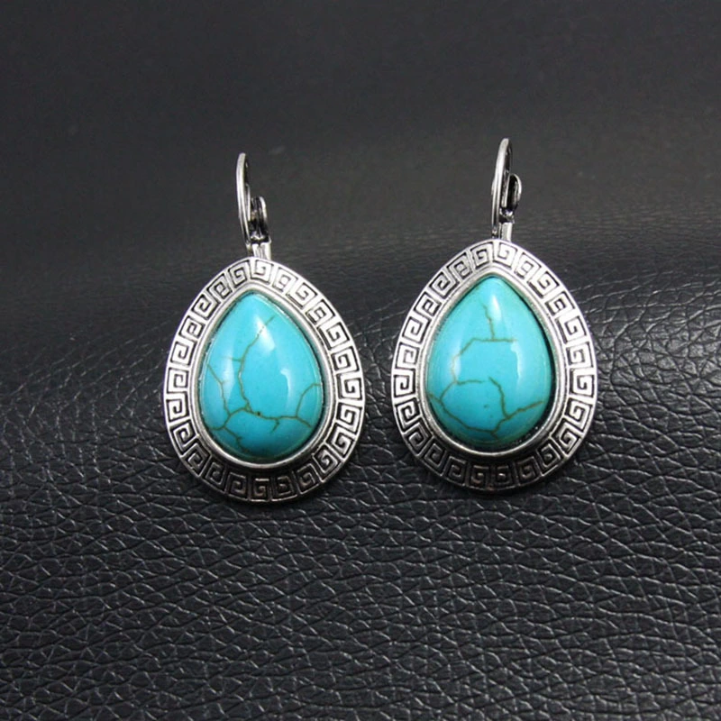 E-commerce Bohemian ethnic style retro turquoise ear hook women's evening party earrings earrings erf47