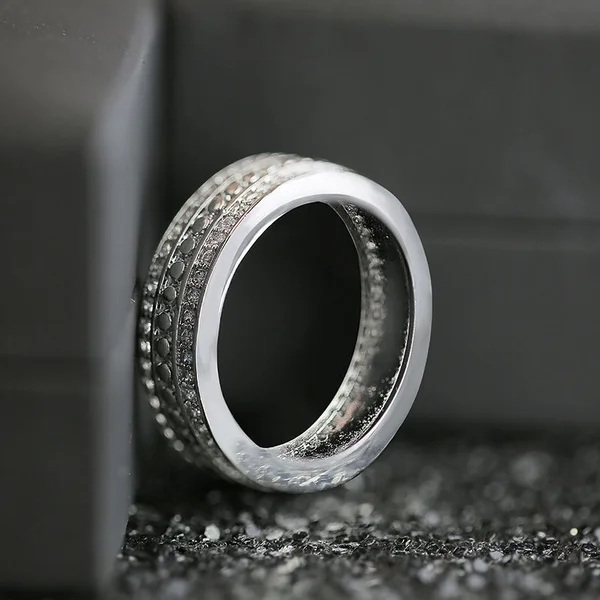 New copper jewelry exquisite full circle double row zircon ring unisex ring hand jewelry