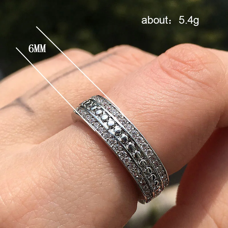 New copper jewelry exquisite full circle double row zircon ring unisex ring hand jewelry