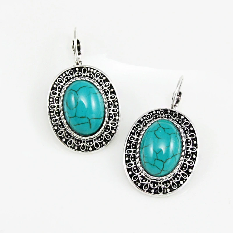 E-commerce Bohemian ethnic style retro turquoise ear hook women's evening party earrings earrings erf47