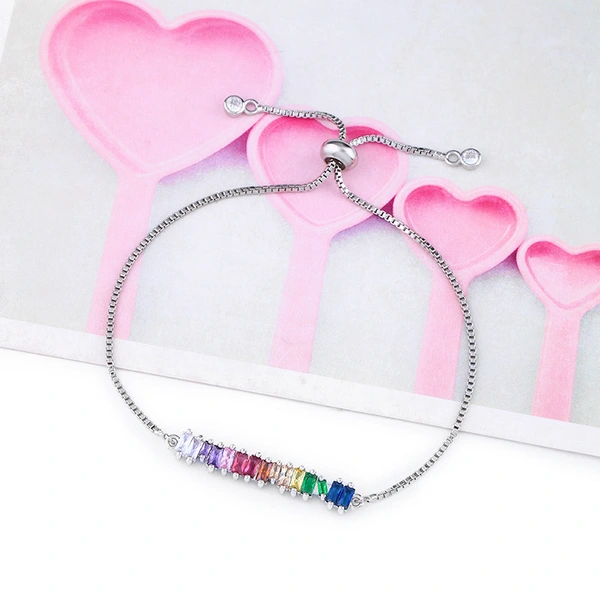 European and American simple retractable colored gemstone bracelet adjustable bracelet female brb43