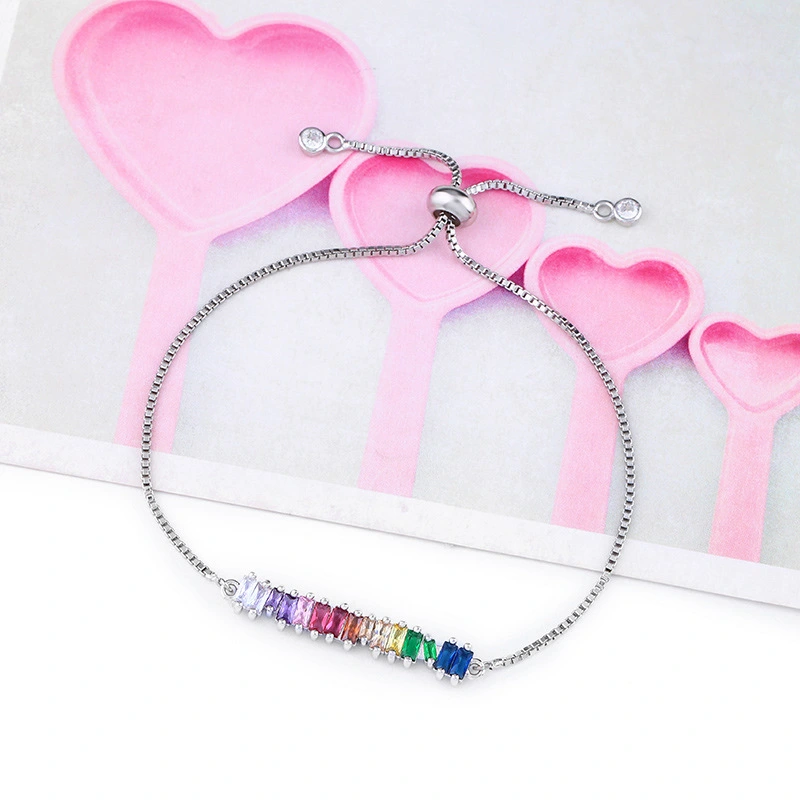 European and American simple retractable colored gemstone bracelet adjustable bracelet female brb43