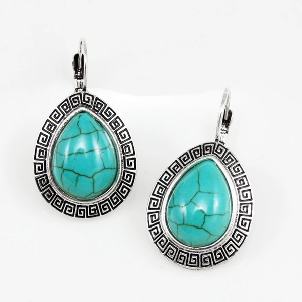 E-commerce Bohemian ethnic style retro turquoise ear hook women's evening party earrings earrings erf47