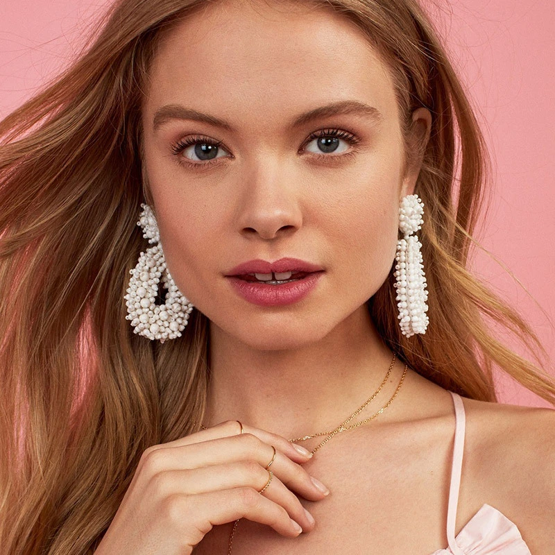 Hot selling Bohemian earrings, European and American rice bead earrings, exaggerated earrings, braided bead earrings erp67