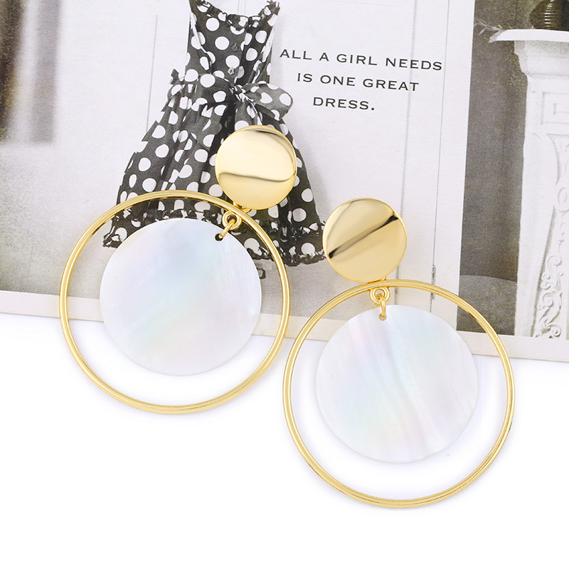 earrings creative geometric round pearl shell earrings large round hoop earrings earrings erp70