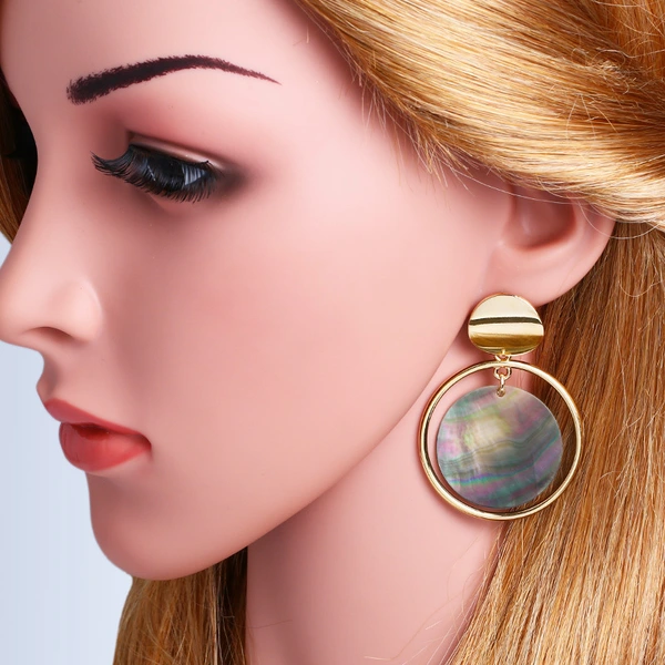 2023 summer jewelry colorful shell alloy hoop earrings hot sale simple shell earrings female erp68
