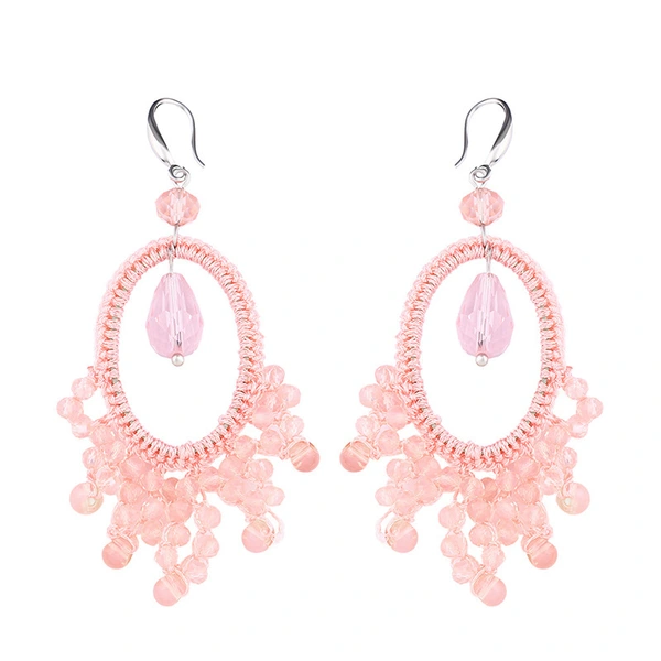 Clearance European and American hand-woven geometric fan-shaped earrings female Bohemian personality rice bead earrings erp63