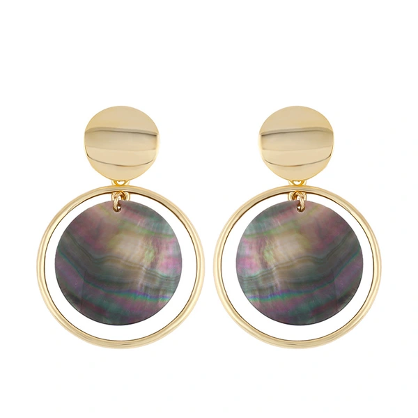 2023 summer jewelry colorful shell alloy hoop earrings hot sale simple shell earrings female erp68