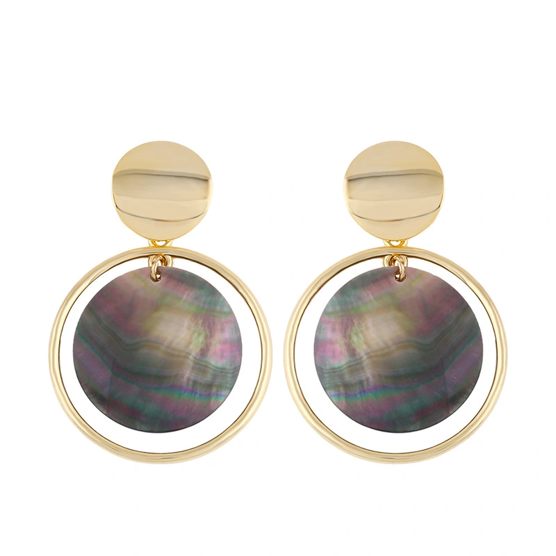 2023 summer jewelry colorful shell alloy hoop earrings hot sale simple shell earrings female erp68