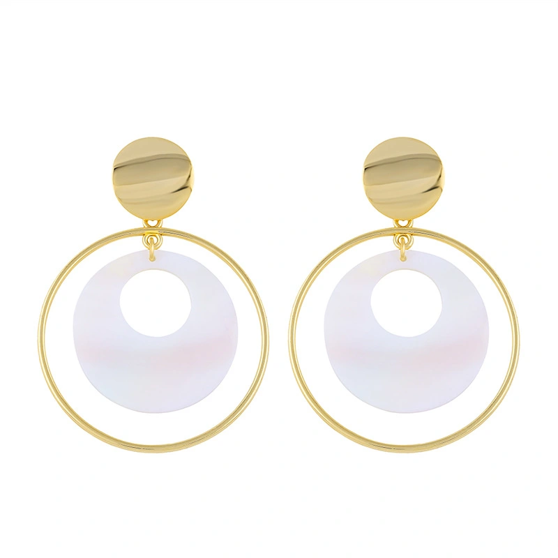 earrings creative geometric round pearl shell earrings large round hoop earrings earrings erp70