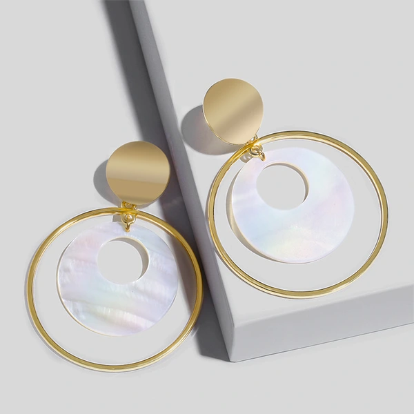 earrings creative geometric round pearl shell earrings large round hoop earrings earrings erp70