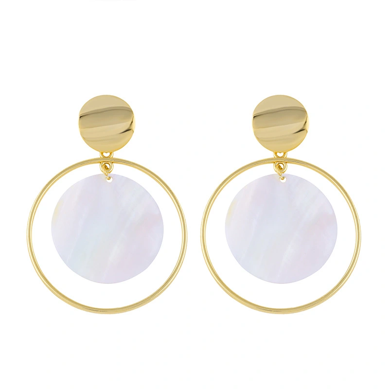 earrings creative geometric round pearl shell earrings large round hoop earrings earrings erp70
