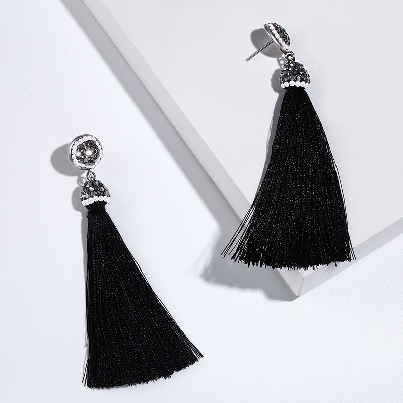 Hot selling new style long temperament tassel earrings high-end diamond earrings earrings for women erk69 light luxury
