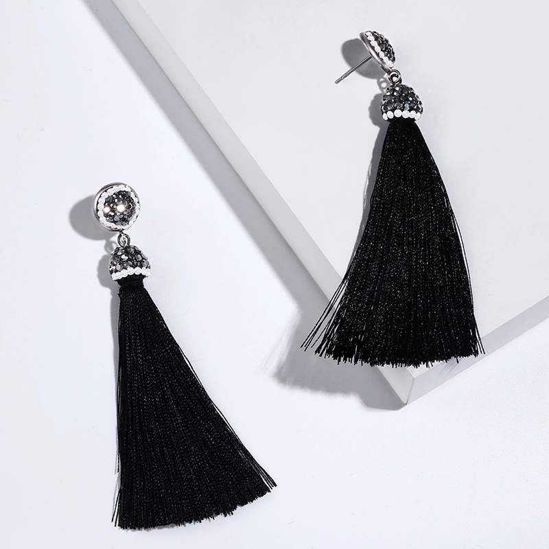 Hot selling new style long temperament tassel earrings high-end diamond earrings earrings for women erk69 light luxury
