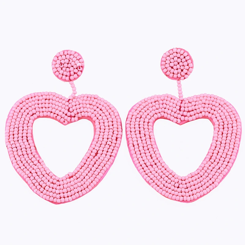 Wholesale love rice bead earrings female temperament peach heart earrings personality simple versatile earrings earrings erp78