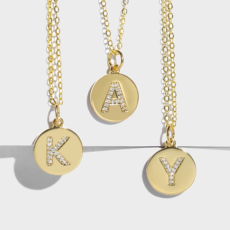 Source Japanese and Korean simple fashion necklace 26 English letters necklace diamond letter necklace nkp15
