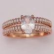 Hot selling diamond oval four claw princess copper ring European and American fashion engagement proposal ring for women