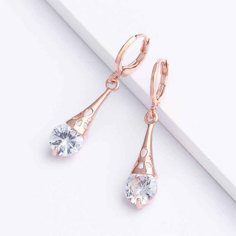 earrings hot selling accessories rose gold teardrop earrings earrings copper zircon earrings wholesale erp93