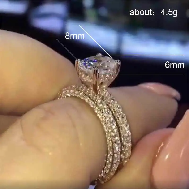 Hot selling diamond oval four claw princess copper ring European and American fashion engagement proposal ring for women