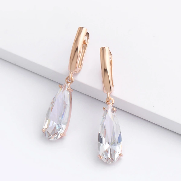 2023 summer new zircon jewelry rose gold water drop earrings earrings female simple small ear hook erp95