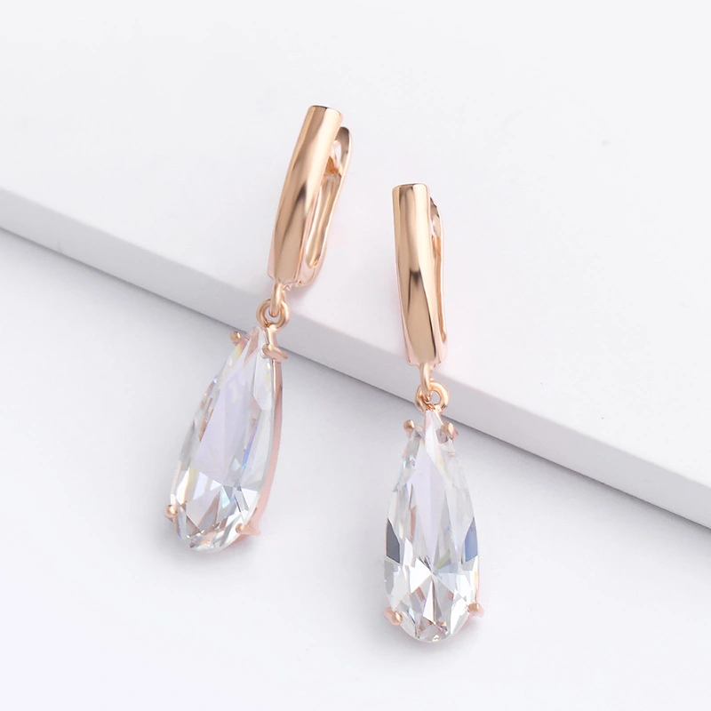2023 summer new zircon jewelry rose gold water drop earrings earrings female simple small ear hook erp95