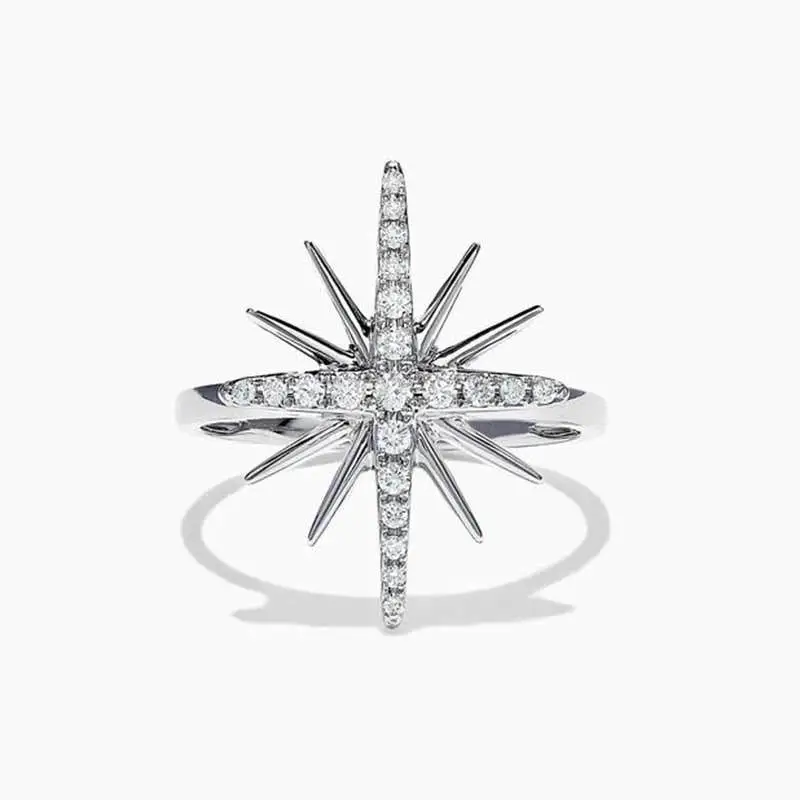 Simple and fashionable floral hand jewelry Korean micro-inlaid zircon ring sweet rice word snowflake delicate ring ring