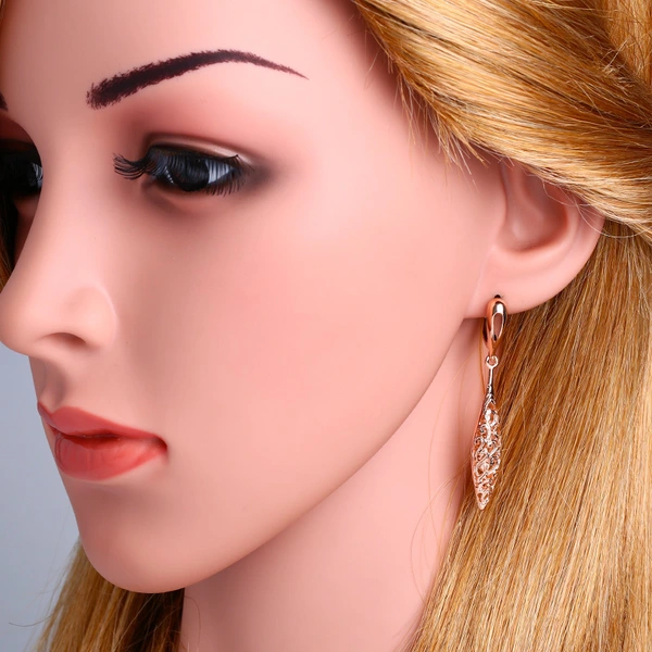 Korean style personality temperament rose gold hollow carved earrings retro style earrings earrings erp88