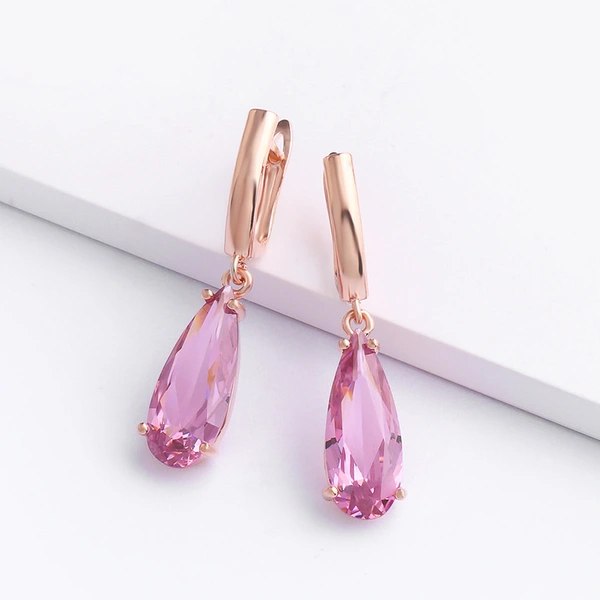 2023 summer new zircon jewelry rose gold water drop earrings earrings female simple small ear hook erp95