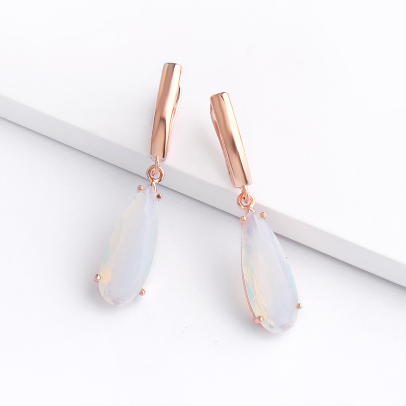 2023 summer new zircon jewelry rose gold water drop earrings earrings female simple small ear hook erp95