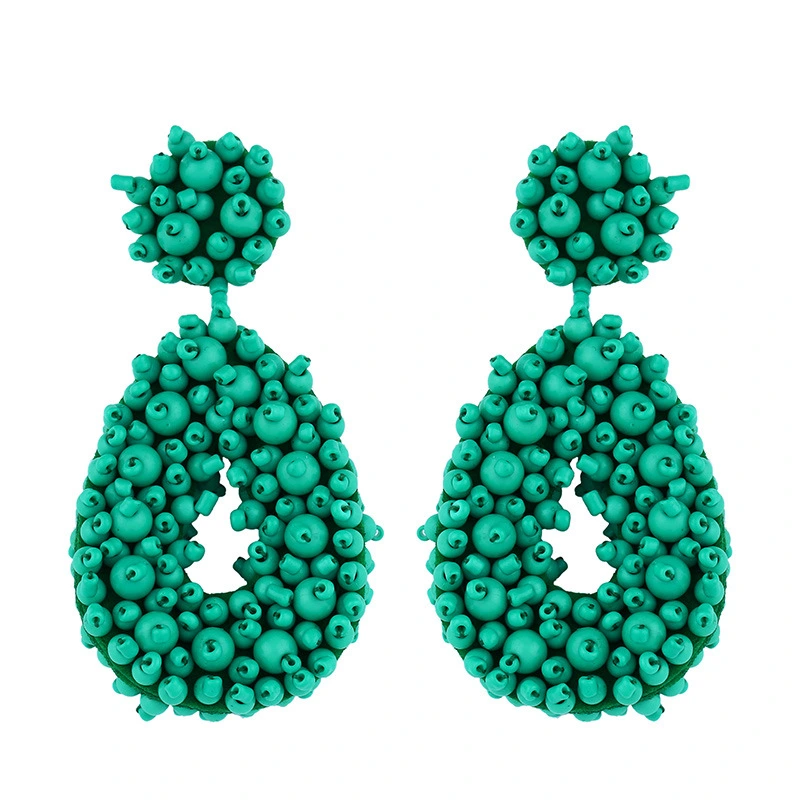 Hot selling Bohemian earrings, European and American rice bead earrings, exaggerated earrings, braided bead earrings erp67