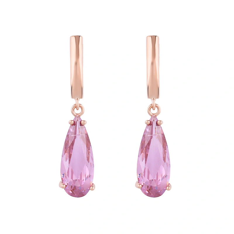 2023 summer new zircon jewelry rose gold water drop earrings earrings female simple small ear hook erp95