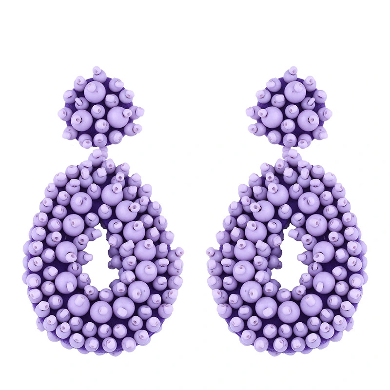 Hot selling Bohemian earrings, European and American rice bead earrings, exaggerated earrings, braided bead earrings erp67