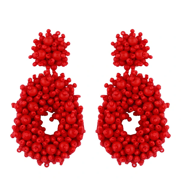 Hot selling Bohemian earrings, European and American rice bead earrings, exaggerated earrings, braided bead earrings erp67